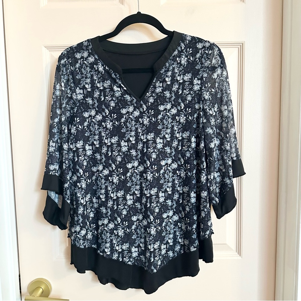 Blue floral micoson top